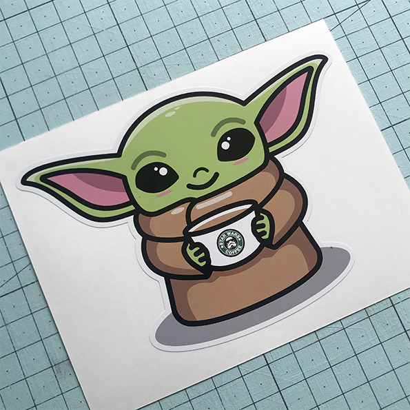 Baby Yoda Coffee Sticker
