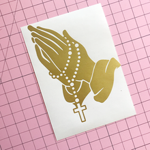 Load image into Gallery viewer, Rosary Praying Hands Decal