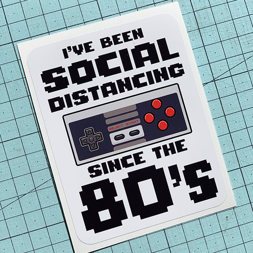 Social Distancing 80s Sticker